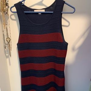 Navy and Burgundy Knitted Dress